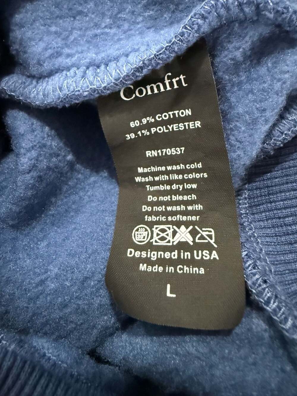 Comfrt Dog Hoodie Size L Blue Cotton Blend Pet Apparel - Picture 1 of 6